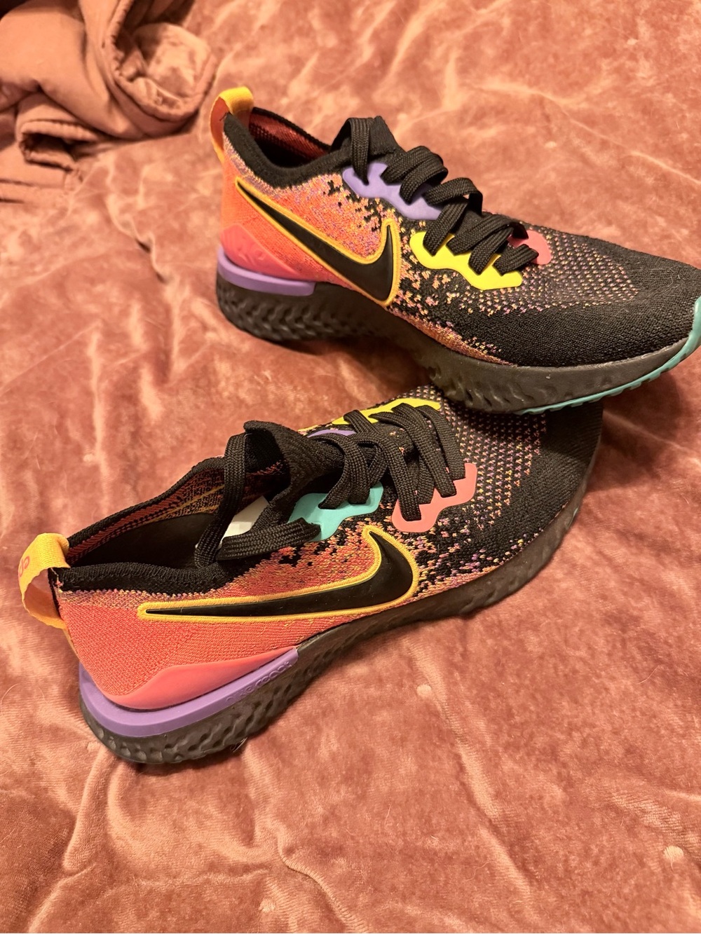 Nike Women’s Black Athletic Sneakers with Rainbow Accents